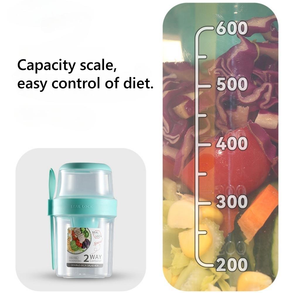 Portable Blender Double-layer PP Salad Cup with Fork Seal Washable Light Meal Scale Juice Cup Large Capacity Fat Reducing Cup
