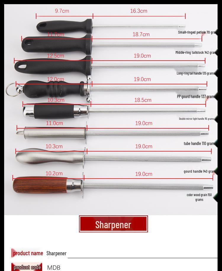 Stainless Steel Knife Sharpening Steel with Handle - Kitchen Tool for Blade Maintenance