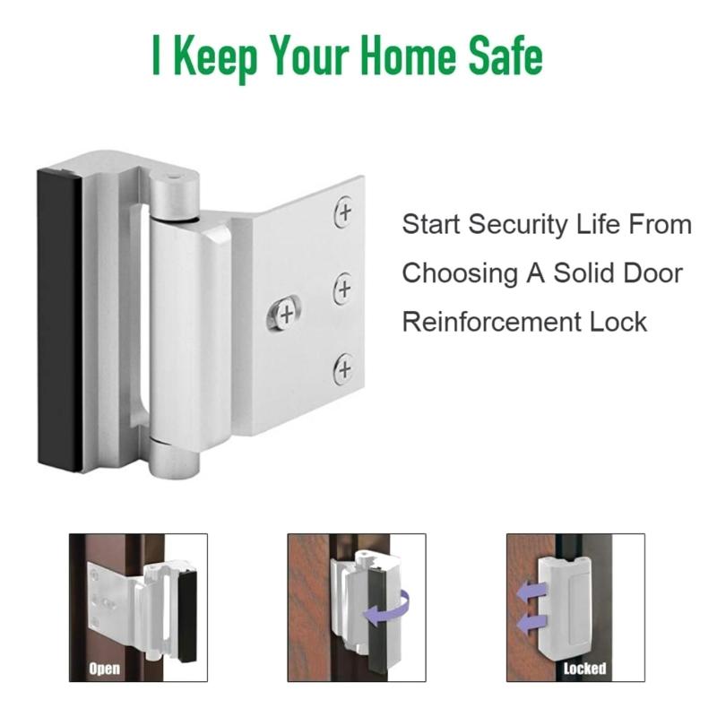 Enhanced Metal Reinforcement Lock for Home Security Defender Security Door Lock Childproof Easy To Install Use Dead Bolt