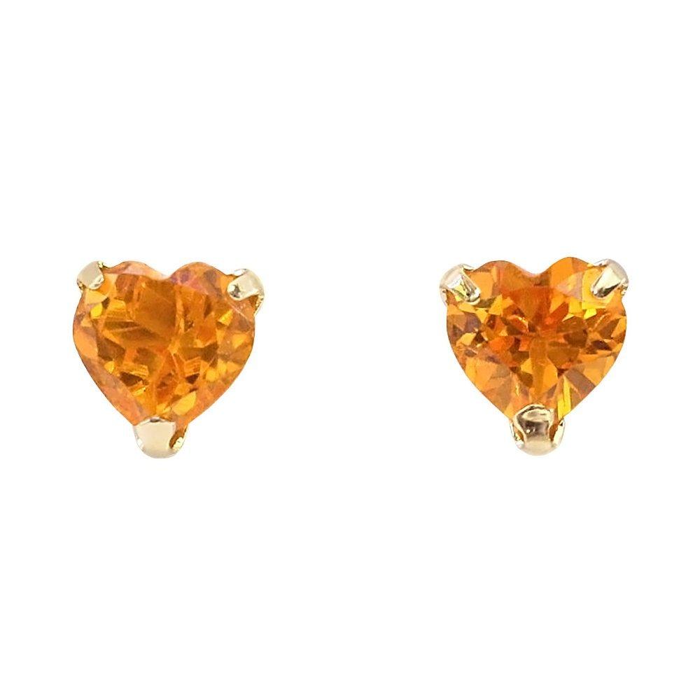 

Mandarin Garnet 18K Yellow January Orange [Barzaz] Earrings, Gold, Heart, Birthstone, помаранчевий