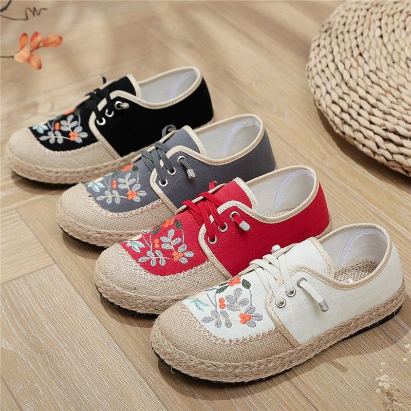 Jingrui embroidered shoes, old Beijing cloth shoes, mother shoes, lightweight soft-soled pastoral Hanfu shoes, flat-soled women's single shoes