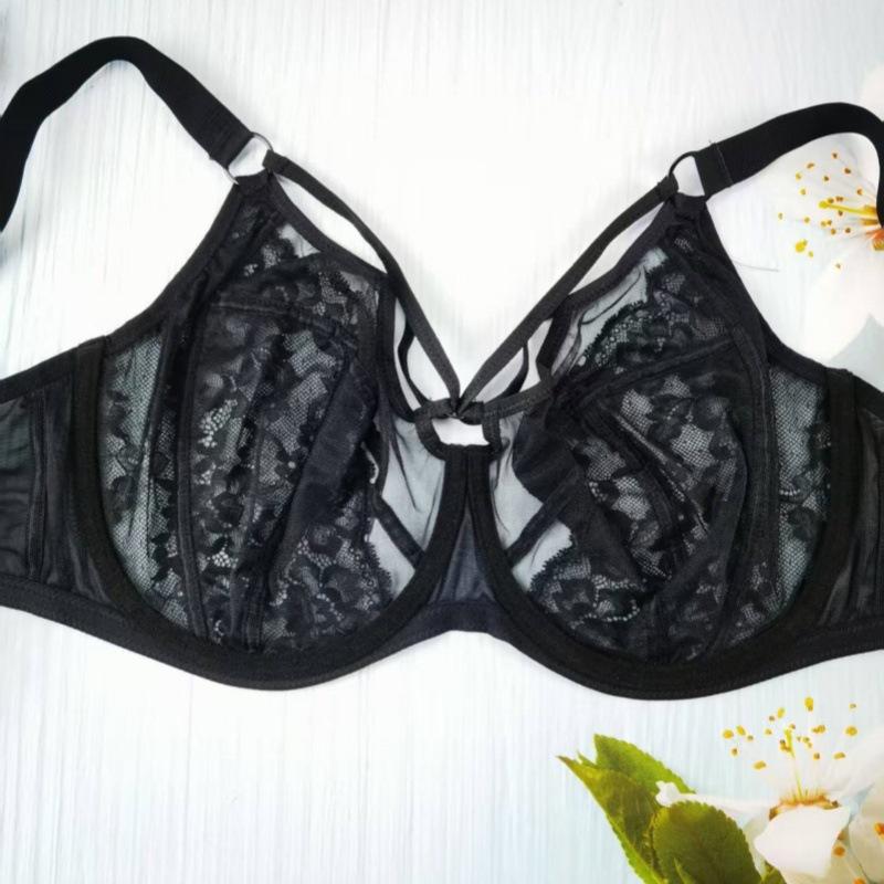 Large Breasts Show Small Lace Gathered Large Size Underwear Set Thin Full Cup Fat Girl Bra