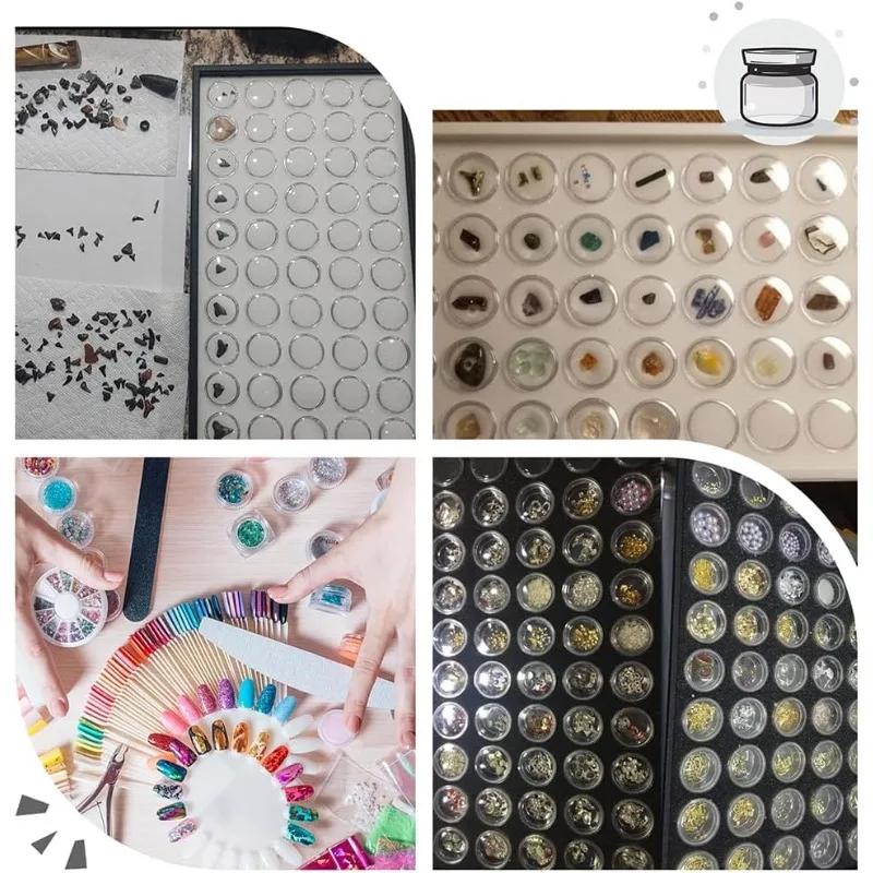 1Set Display Case Diamond Gemstone Storage Box Small Round Plastic Containers Box Jewelry Organizer Container with Foam