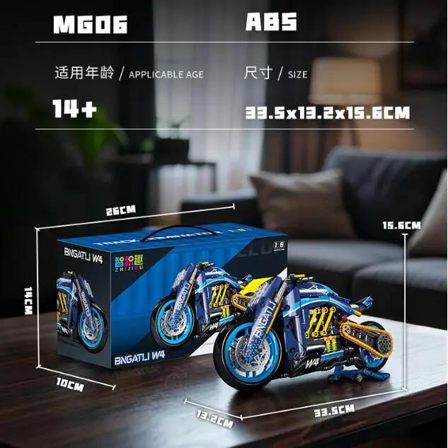 Adult Classic 1:8 Motorbike High-Tech Model Building Blocks Set Unique Motorcycle Bricks Toy Gift for Vehicle Enthusiasts