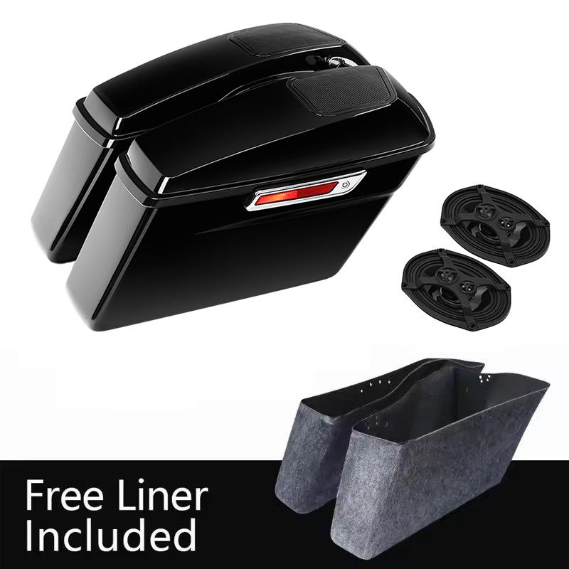 Motorcycle Hard Saddlebags 6x9" Speaker Lids Latches For Harley Touring Electra Glide Road King 2014-2026