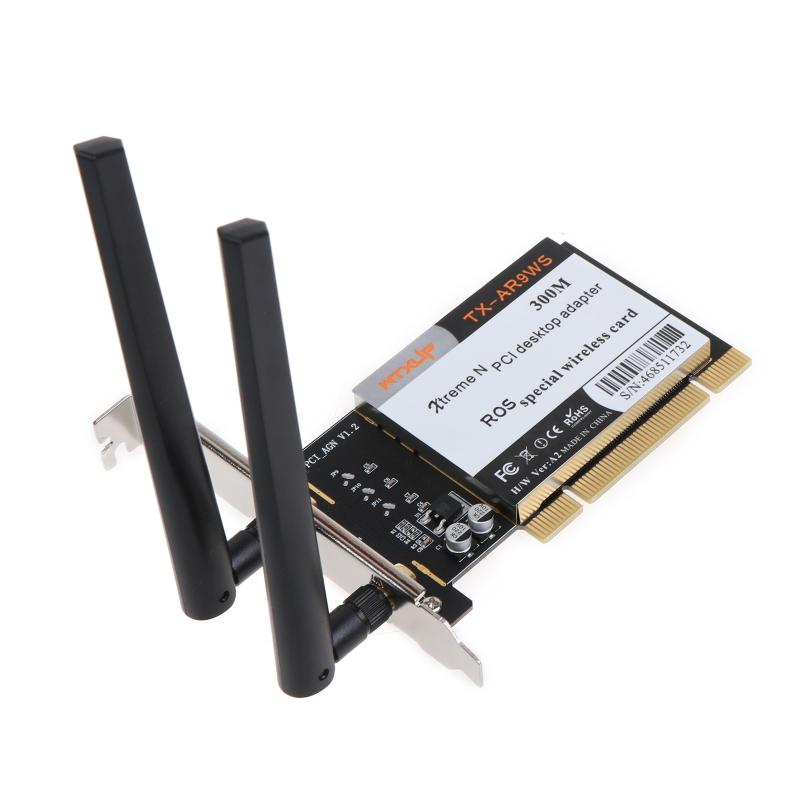 PCI k-kort, Trådløst WiFi-kort AR9223 300M PCI Stasjonær PC - Bånd 2,4/5 GHz Trådløst Stasjonær PC k-kort