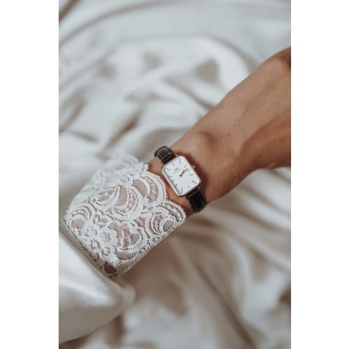 [Official Shop / 2-Year Warranty / Official Import] Daniel Wellington DW Women's Quadro 20x26mm Pressed Sheffield RG White Watch, Square, Stylish, Cut