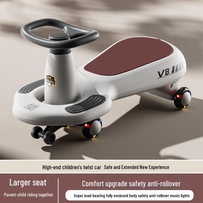 Children's Sliding Wiggle Car, Ages 1-3, Double Person, Anti-Rollover, Suitable for Adults