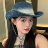 Cowboy Gradient Wtempo Tiedye Distressed Hats Womenspring Summer Denim Bucket Hats Casual Thick Patchwork Climbing Cap
