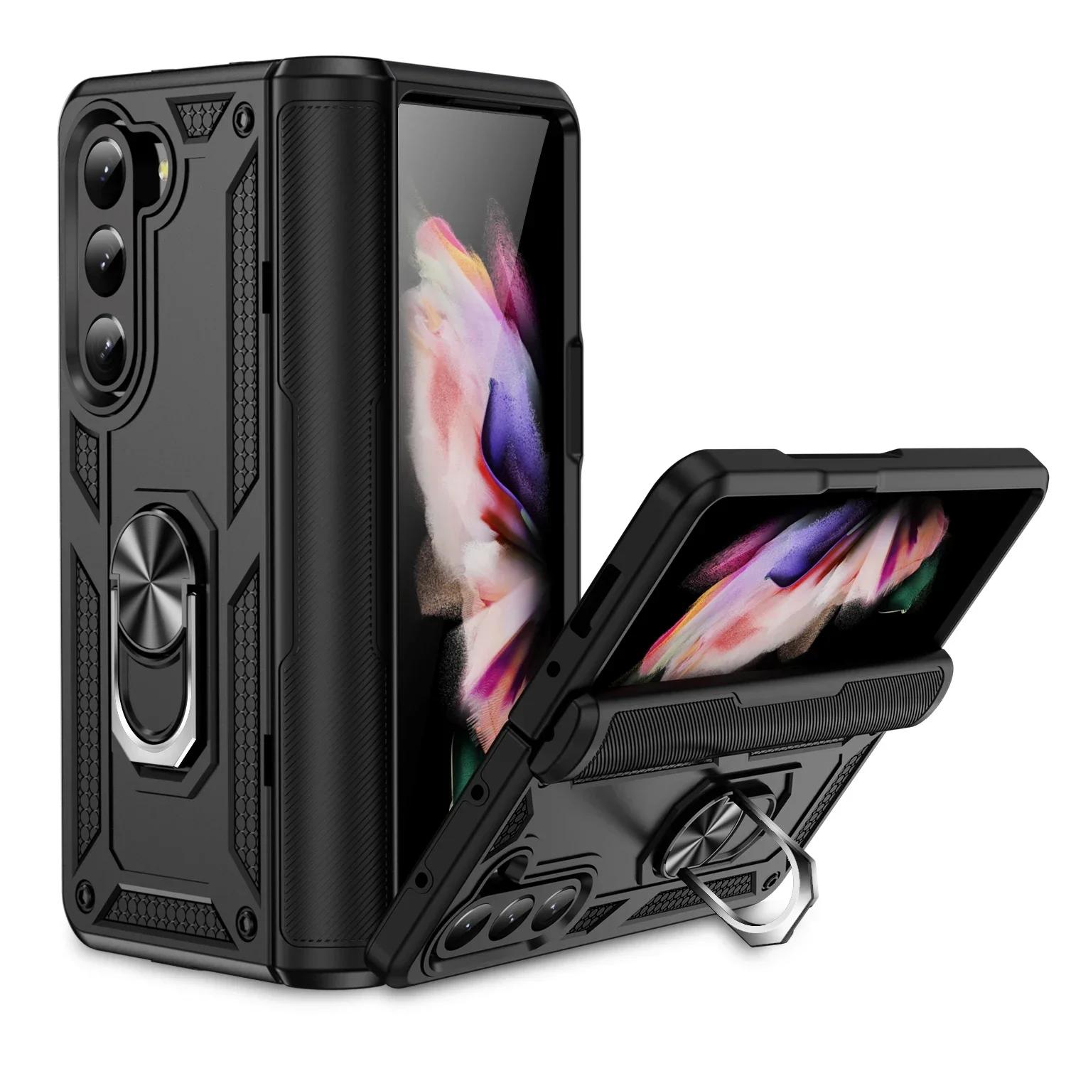 

Rugged Military Grade Shockproof Case for Samsung Galaxy Z Fold 7 6 5 4 5G Finger Ring Car Stand Magnetic Hinge Protection Cover Galaxy Z Fold5