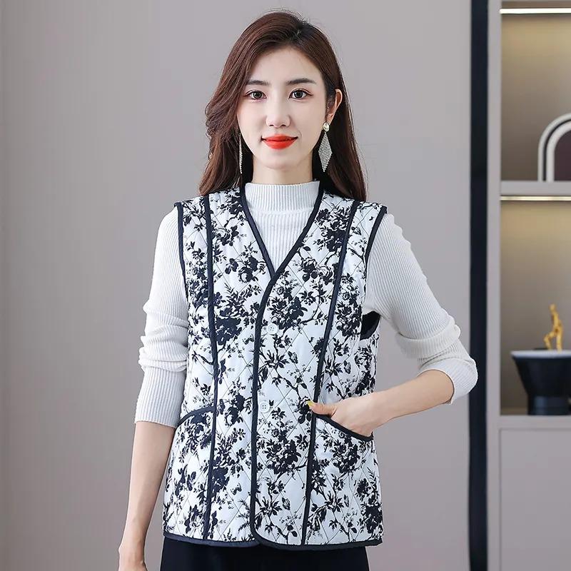 Жилет в китайском стиле Осень-Зима Пальто Осень-Зима Новый жилет Утолщенный теплый жилет Топ XL чёрный