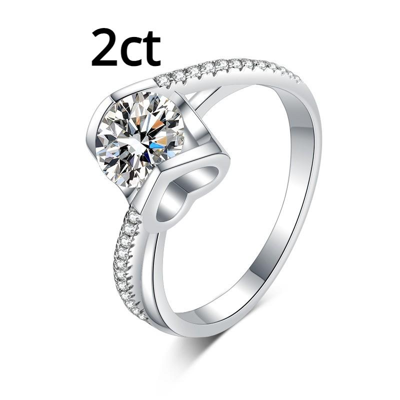 D Color 2ct Moissanite Women's Ring Sterling Silver Pt950 Platinum Angel Kiss Ring Engagement Diamond Ring Wedding Ring Gift for Girlfriend