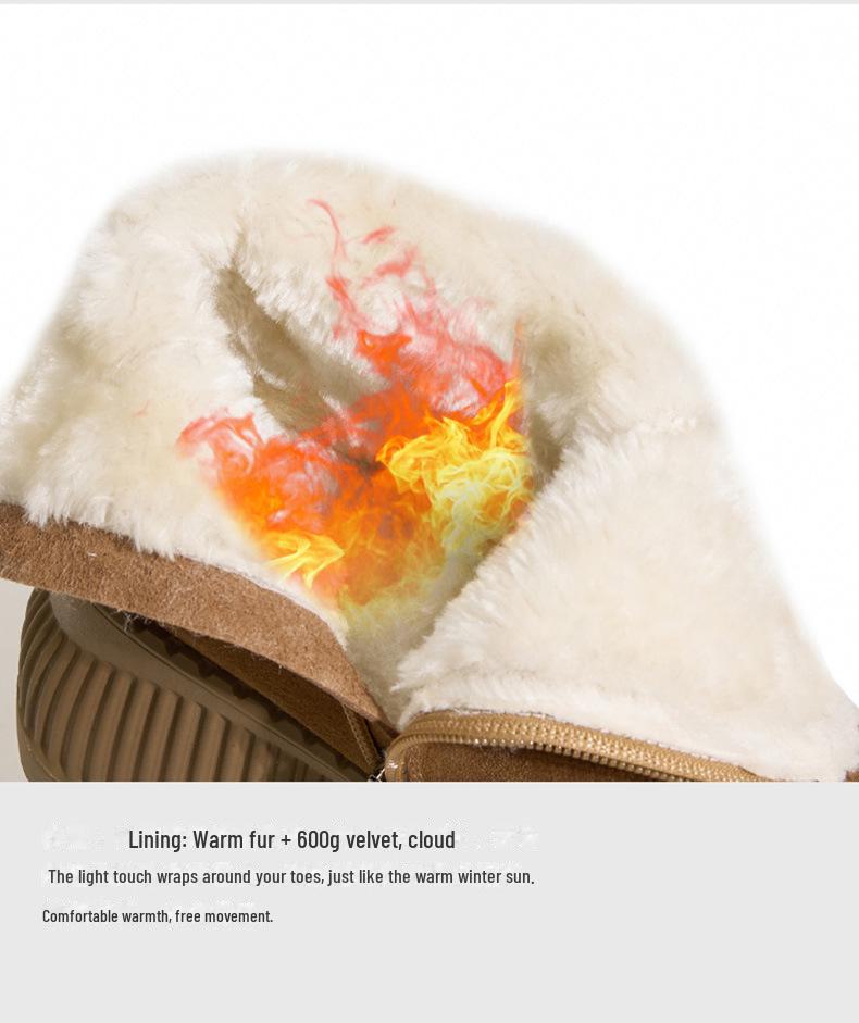 2024 Women's Mid-Tube Snow Boots: Thick-Soled, Velvet-Lined, Non-Slip, Warm, Height-Enhancing, All-Match Design.