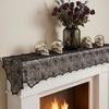 Black Lace Tablecloth Halloween Table Runner, Spider Web Runners, 17.7 X Retro Cocktail Party Decor 70.9Inch for Home Dinner Kitchen Mantel