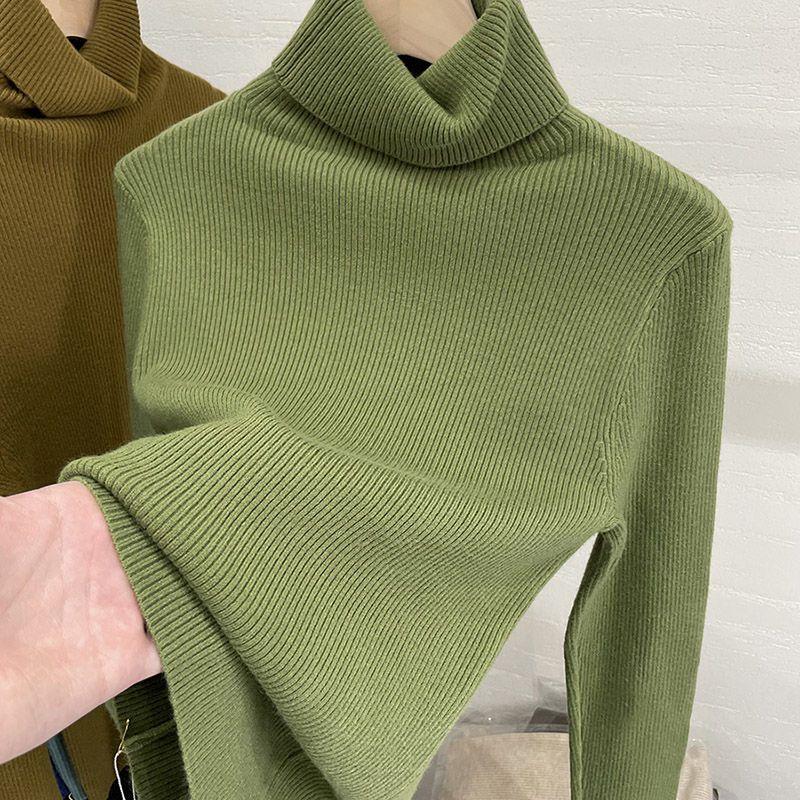 Women's Turtleneck Sweater Autumn Winter Long Sleeve Slim Fit Knitted Base Layer Fashionable Warm Top