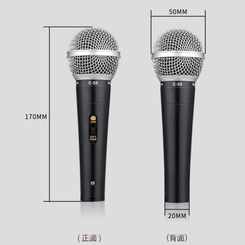 Fujirec Dynamic Microphone with XLR Phone Cable, Wired Handheld Microphone for Vocals, Narration, Karaoke, and DTM, with Switch, Unidirectional (Black