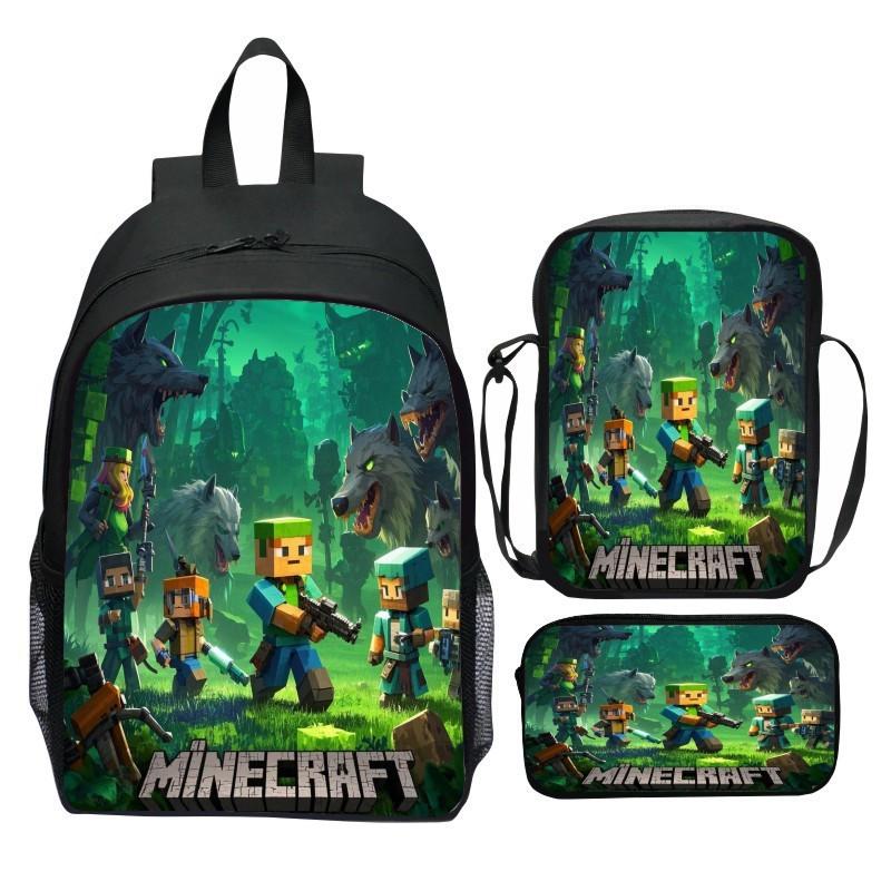 Minecraft School Backpack Set With Printed Game Pattern For Kids Students