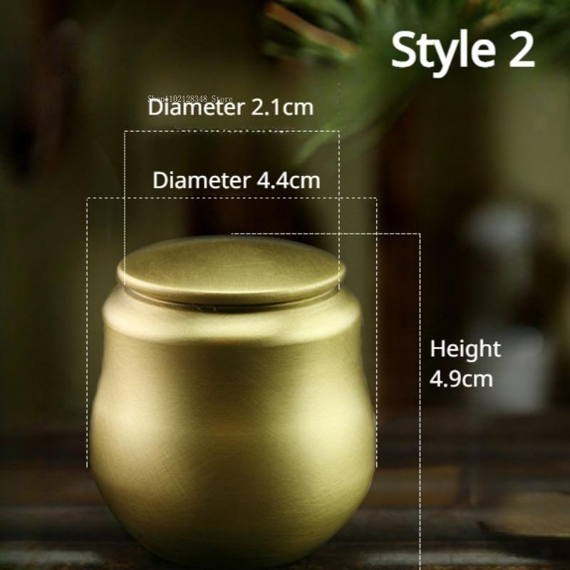 Incense Powder Jar Vintage Pure Copper High Lid Mini Tea Jar Home Indoor Tea Room Incense Decoration Aromatherapy Appliance