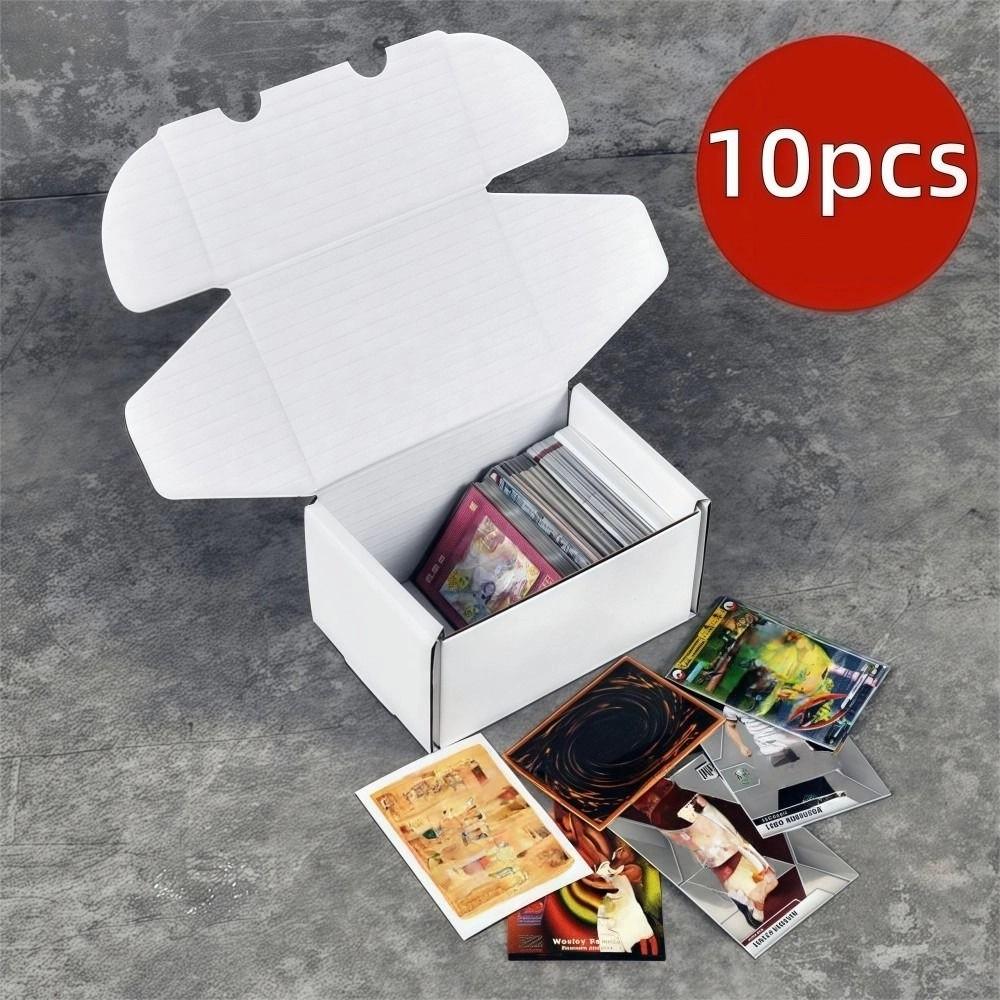 10PCS Large Capacity Trading Card Storage Box White Portable Sports Card Box Cardboard Sturdy Baseball Card Box