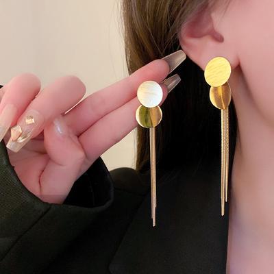 Estilo metal, un par de pendientes con flecos de lentejuelas, pendientes personalizados, pendientes de temperamento a la moda, mujer