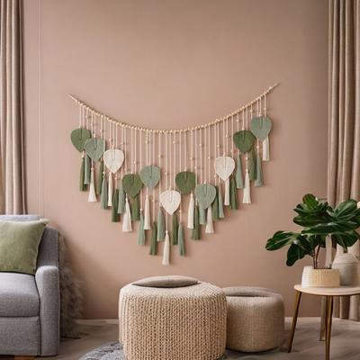 Macrame Wall Hanging Wall Tapestry Macrame Wall Art Tapestry Handmade Macrame Tapestry with Wood Bead