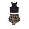 2024 Spring/Summer Retro Hong Kong Style Plaid Irregular A-Line Skirt Shorts