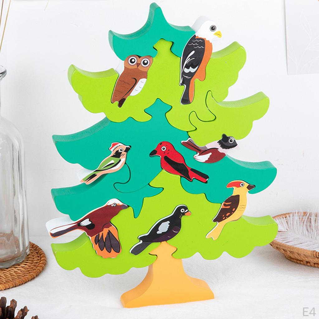 building Tree Puzzle Jigsaw Sorting and Stacking Game Preschool Teaching Cognitive Montessori