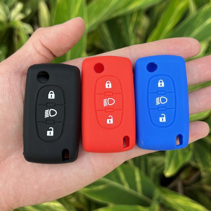 Silicone Rubber Car Key Cover Case Shell Protect For Citroen C2 C4 C5 Picasso Xsara C5 C6 C8 Folding 3 Button Key Accessories