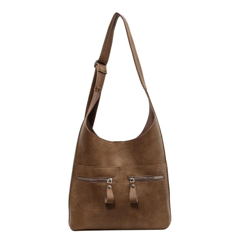 Autumn Winter Vintage Large Capacity Shoulder Bag Women Leisure Pu Leather Crossbody Bag Simple Versatile Female Handbag