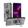 For iPhone 13 Pro 6.1 inch Phone Case WANLONFENG PC TPU Back Cover Kickstand with Tempered Glass