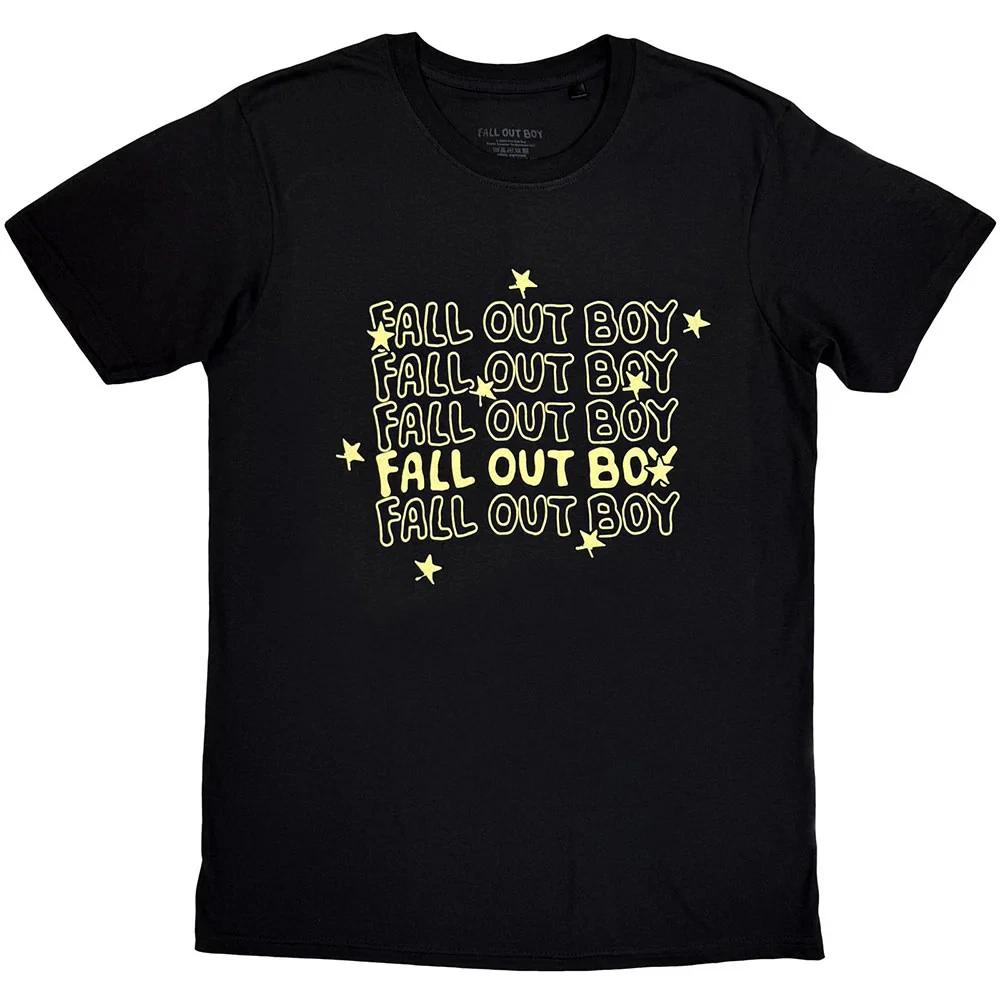 Fall Out Boy T-Shirt: Logo Repeat (Black) OFFICIAL NEW L