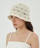 Bajal Va Curved Oval Metal Floral Punched Knit Bucket Hat Cream