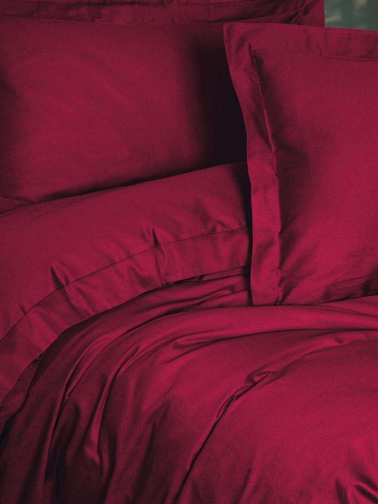 Parure de lit - 1 housse de couette 140 x 200cm + 1 taies d'oreiller 60 x 60 cm - Satin - Rouge bordeaux