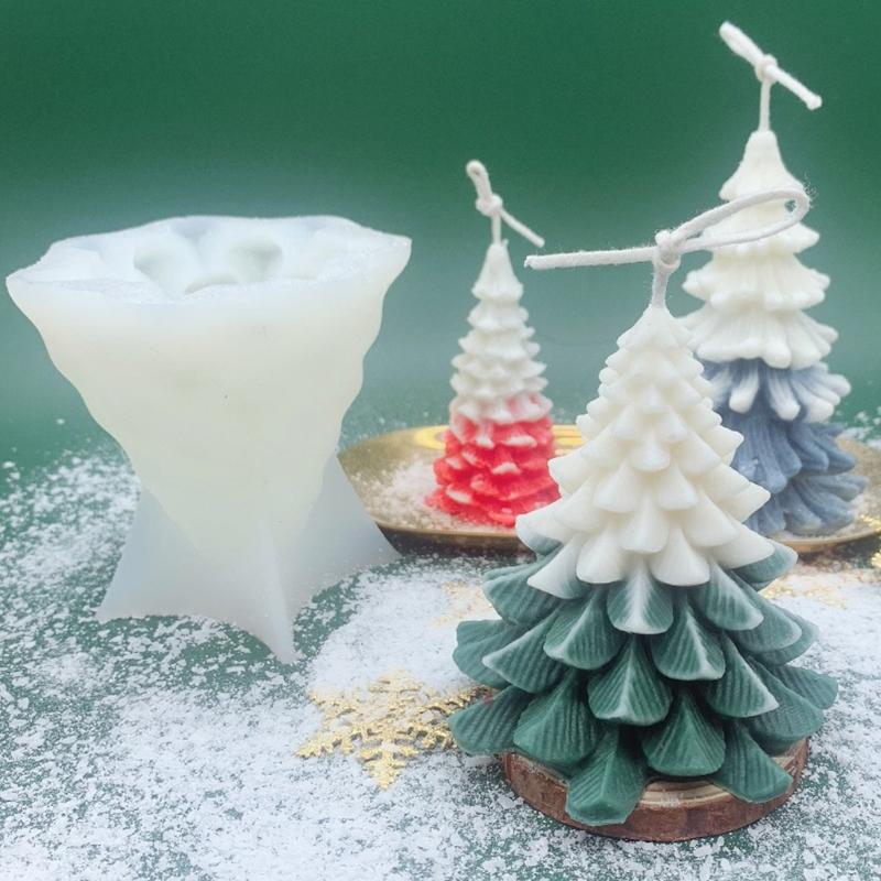 Aroma Plaster Silicone Mold Handicrafts Soap Candle Resin Casting Handmade Sawtooth Christmas Tree Shape 3D Candle Mold