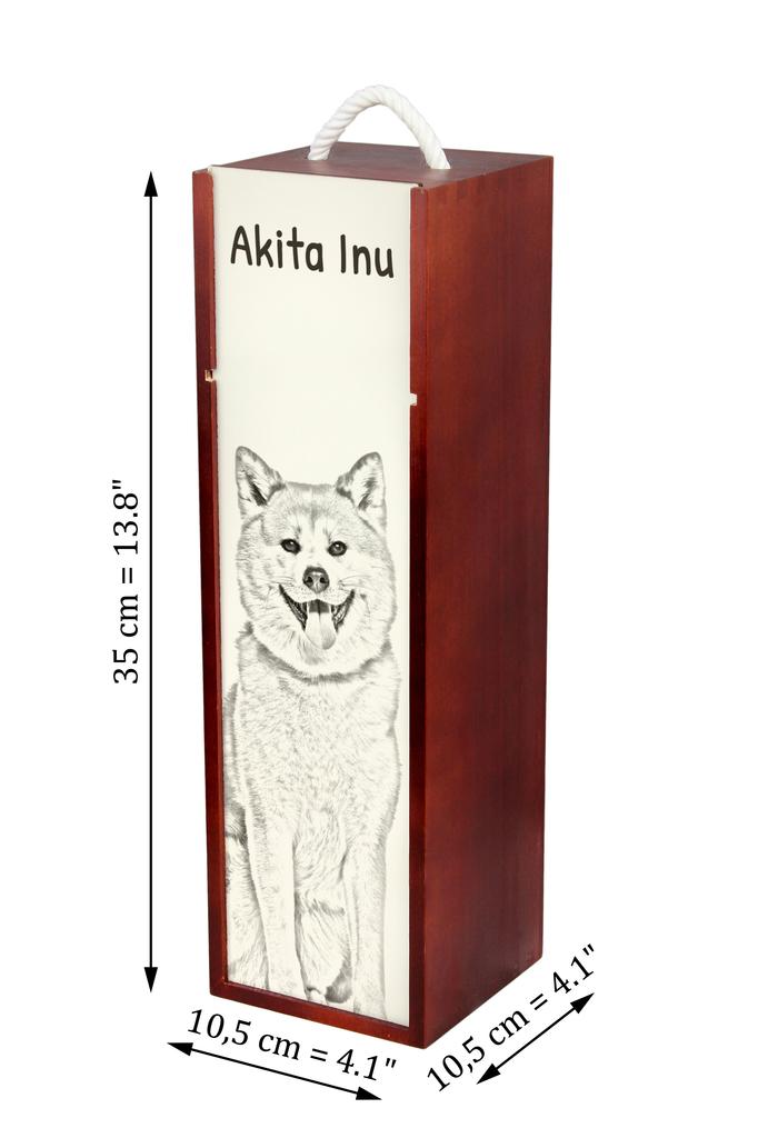 Akita, Akita Inu - Wine Box with a Dog, Alcohol Box with Graphics, Personalized Gift Box from the Art-Dog Brand