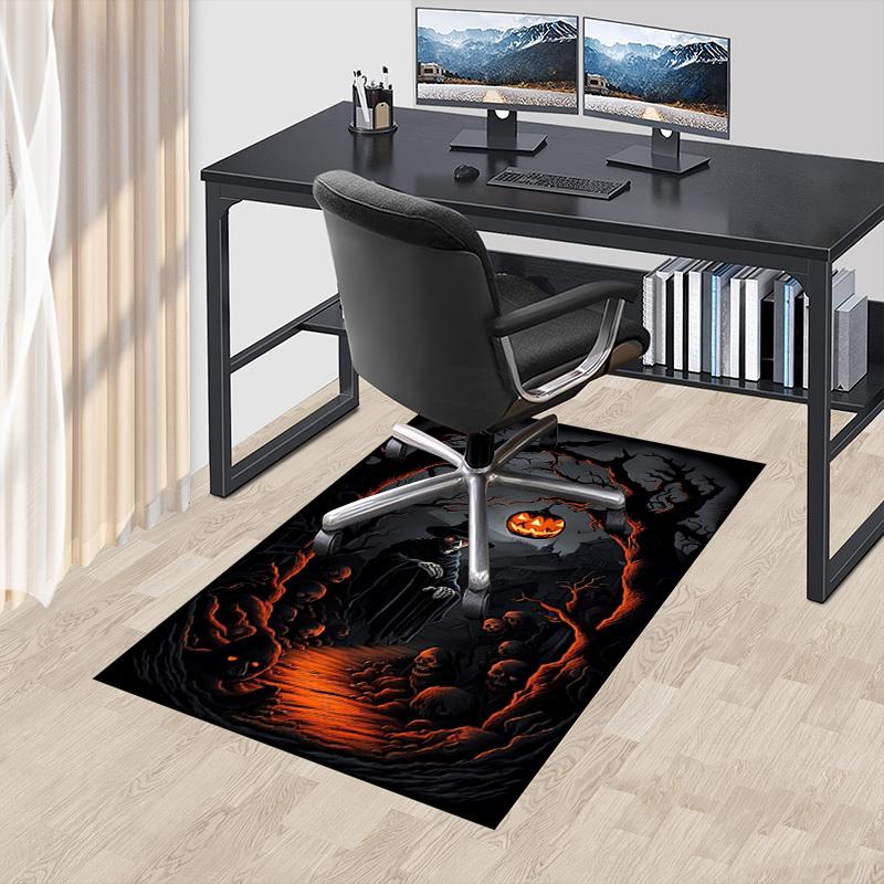 1pc Halloween Spooky Carpet Anti Slip Polyester Floor Mat for office.Bedroom