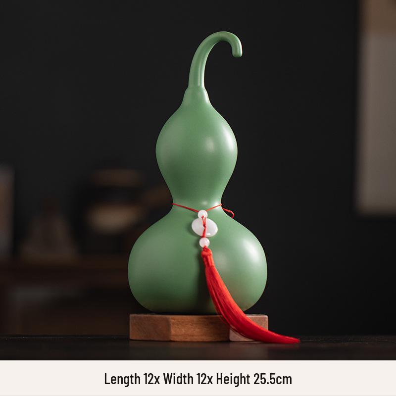 Yellow Clay Gourd Ceramic Ornament for Feng Shui: Fill Missing Corners In Southwest and Northeast, Enhance Gen Kun Palace, Balance Earth Elements.