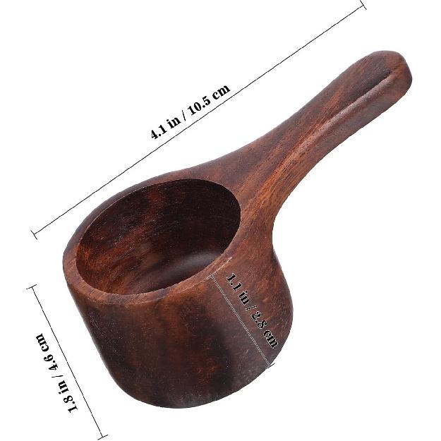 Yardwe 2pcs Wooden Coffee Scoop, Mini Measuring Spoon for Coffee Beans, Milk Powder, Kitchen Serving Ladle, 3.93x1.96x1.57 Inch