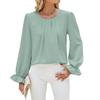 Fall Winter Solid Color Crew Neck Loose Long Sleeve Chiffon Top Base Shirt for Leisure Europe US Leisure Women