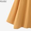 ZANZEA Women Loose Casual V-Neck Solid Color 3/4 Sleeve Cotton Blouse