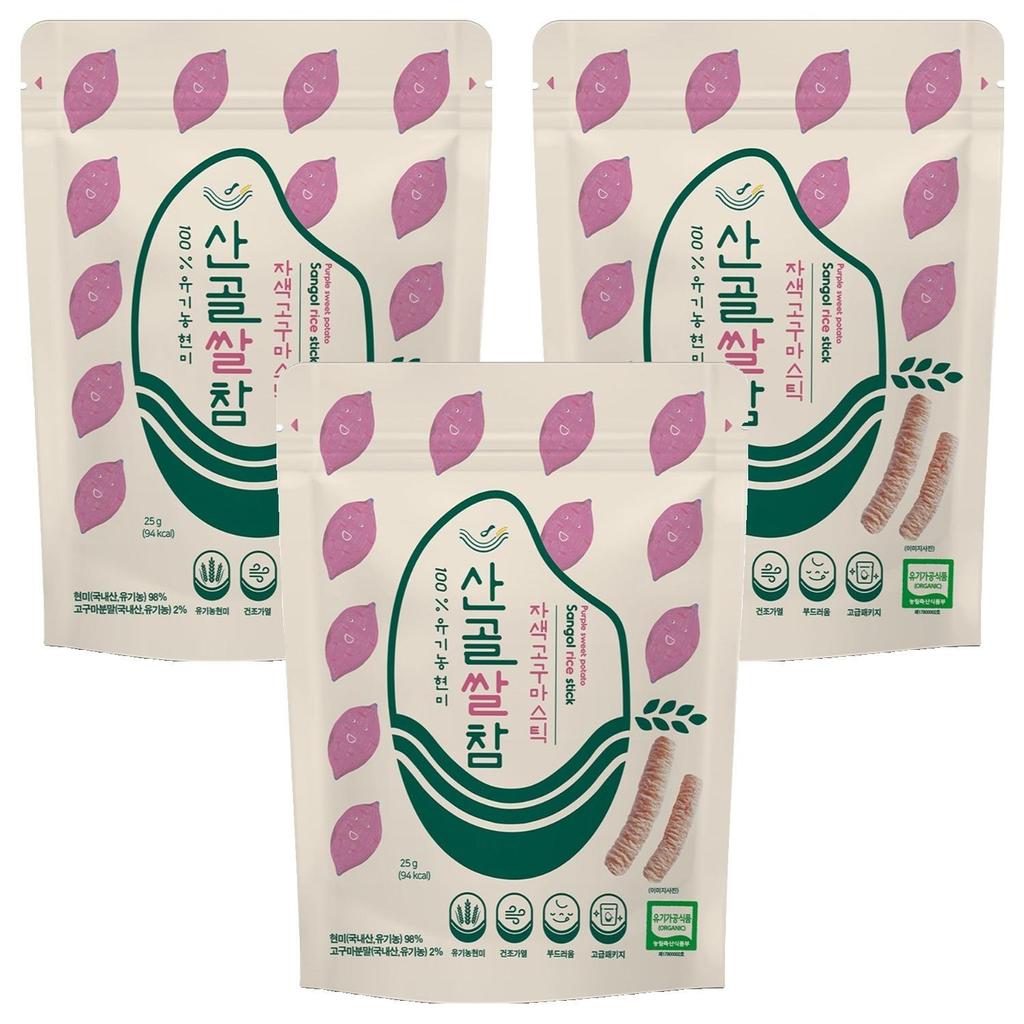 Ecomom Sangol Organic Rice Snack Purple Sweet Potato 25g x 3 Pack