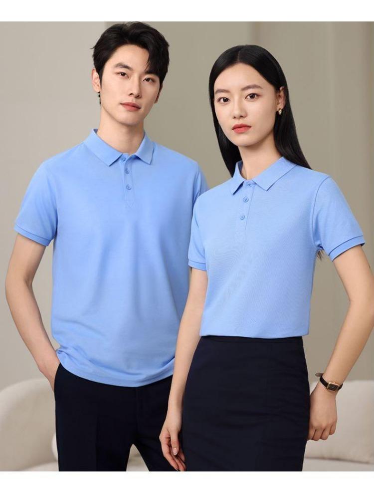 Oddychające Wygodne Bluzki Styl Casual Koszule Jednokolorowe Męskie i Damskie Koszule z Krótkim Rękawem z Klapami Letnia Odzież Robocza T-shirt YG-920J