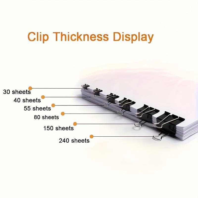 12-Pack Black Iron Office Document Clips, 1.6-Inch Large Capacity Paper Clips for Office Supplies, Assorted Sizes 2.01", 1.61", 1.26"