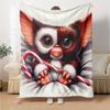 Christmas Giz-mo Candy Cane Flannel Blanket, Soft Polyester, Modern Design, All-Season for Camping, Travel, Gifts for holidays or birthdays