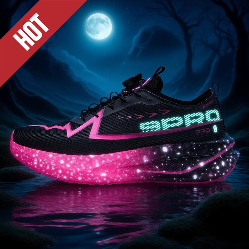 Fluorescence Running Shoes Carbon Board Marathon Men Sports Breathable Lightweight Women'S Comfortable Athletic Nonskid Sneakers