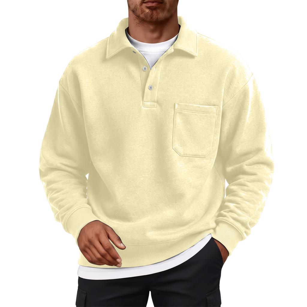 Sudadera de Manga Larga para Hombre con Forro, Cuello y Bolsillos para Otoño Invierno