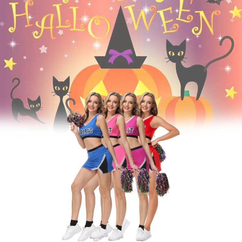 Fashion Cheerleader Ladies Costume Adult Schoolgirl Costume V Neck Sexy Crop Top