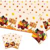 2PCS Thanksgiving Turkey Tablecloth Set, Disposable Plastic Rectangle Table Cover for Holiday Dining Decor, Festive Autumn Leaves Fall Theme, 54" X