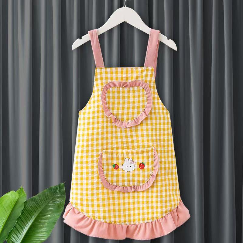 New Medium Large Children's Apron 3 To 6 Years Old Kindergarten Summer Sleeveless Waterproof Dirt-Proof Dressing Baby Eating Bib