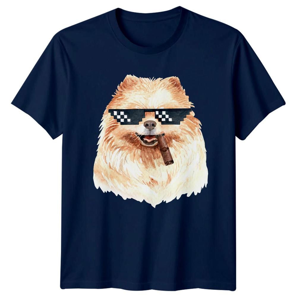 Pomeranian Dog Thug Life Pixel Glasses Unisexs TShirt Cool Puppy Tee